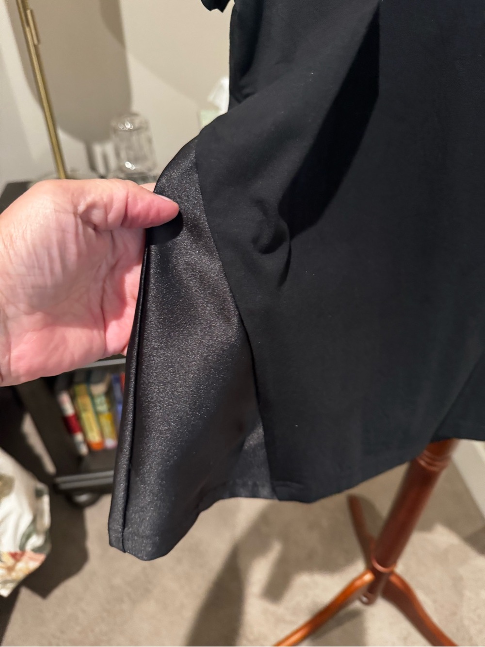 Anatomie Black Short-Sleeve Tee with Satin Shoulder Panels - Picture 2 of 6